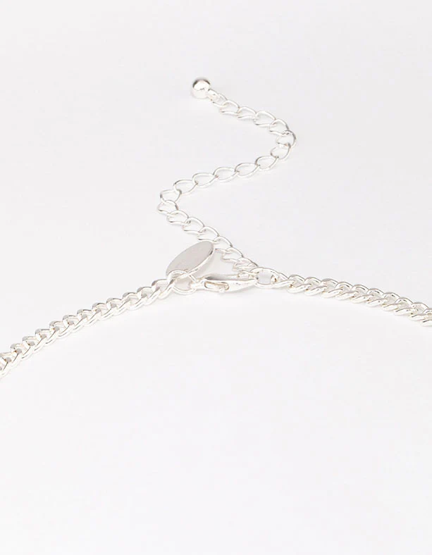 Silver Station & White Disc Necklace - Image 3