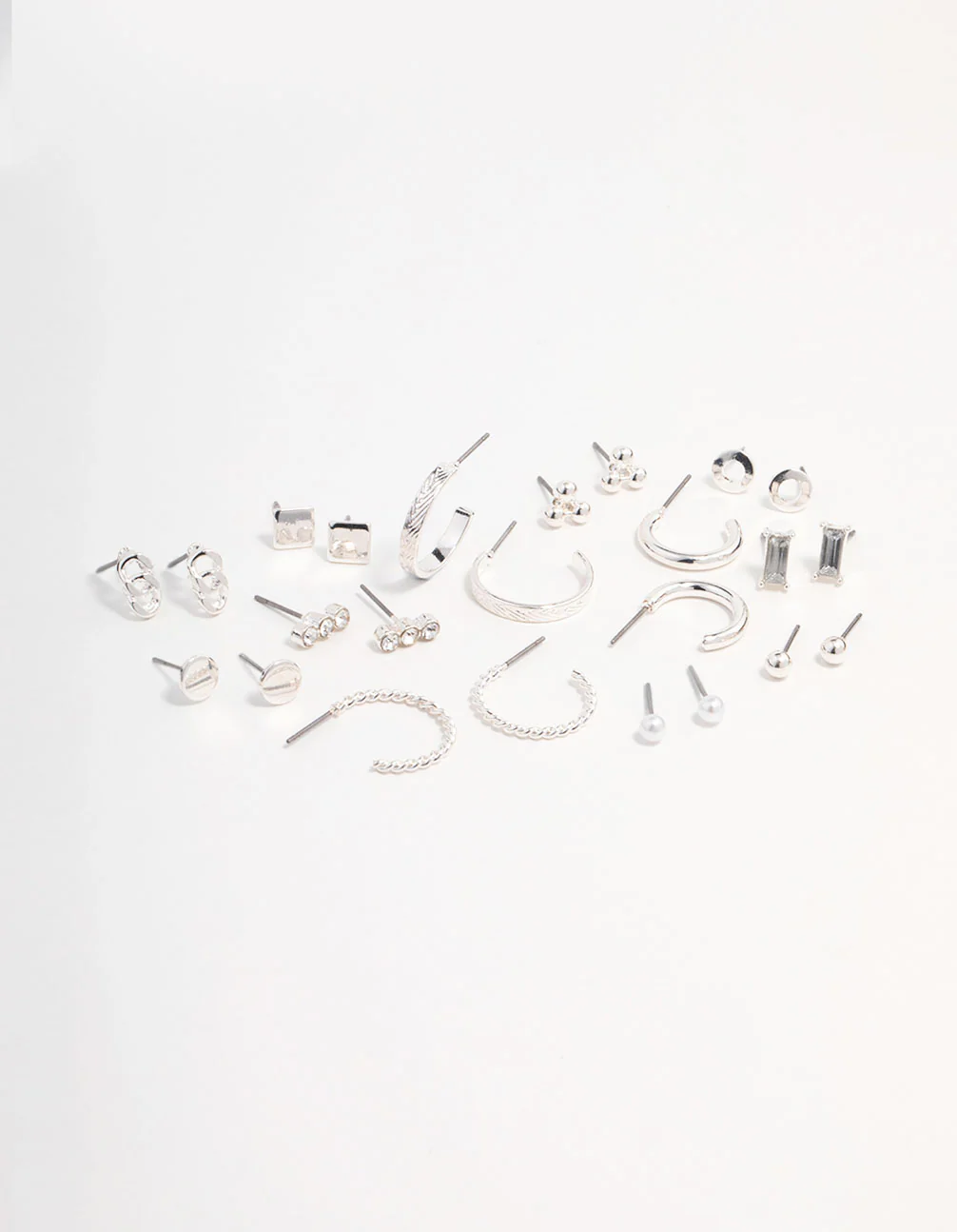 Silver Stud & Hoop Basic Earring Pack