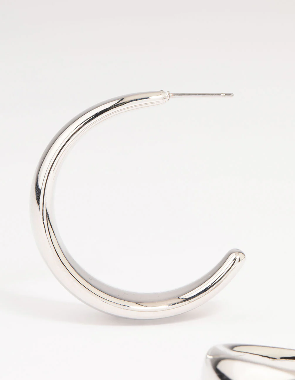 Silver Tapered Hoop Earrings - Image 4