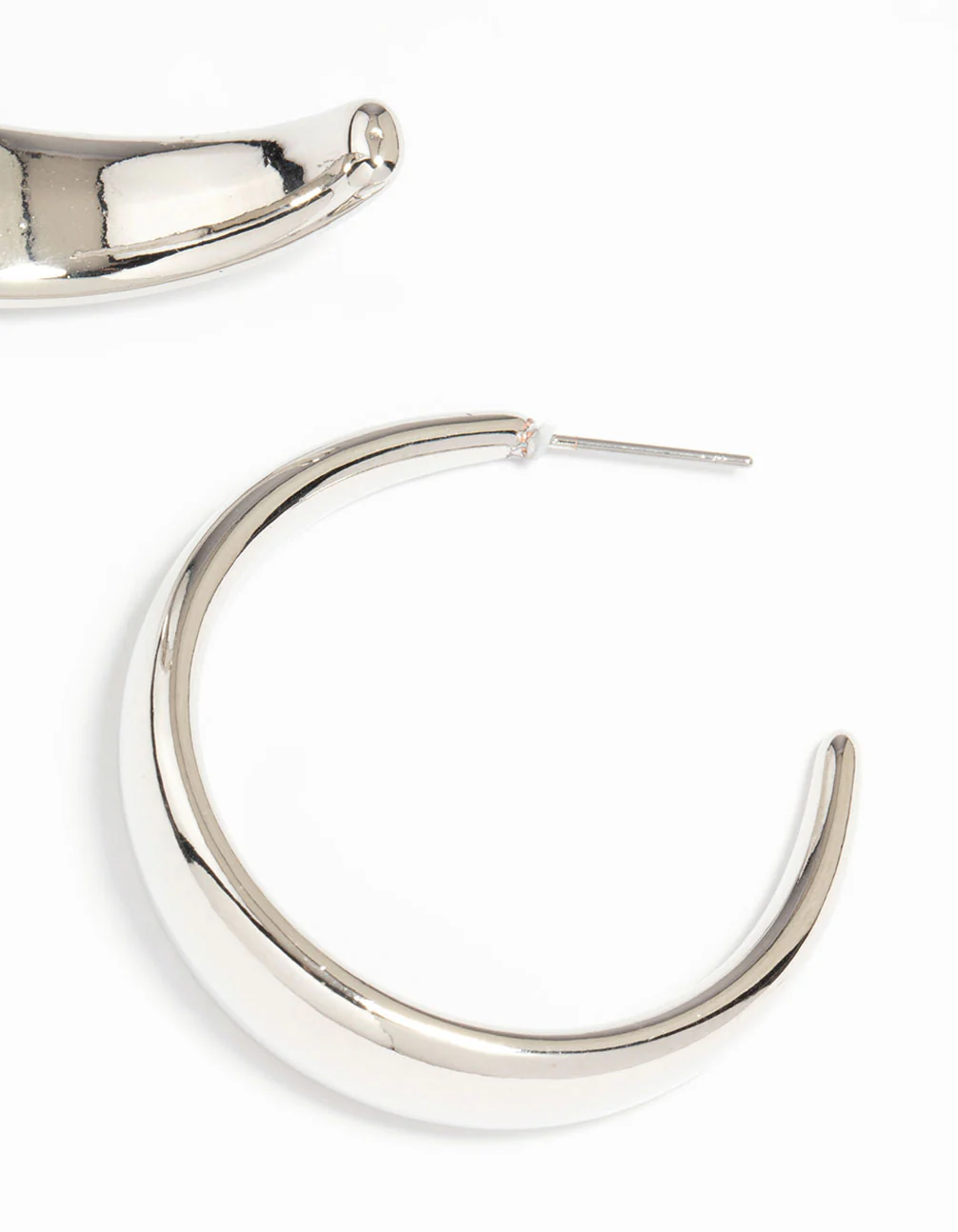 Silver Tapered Hoop Earrings - Image 5
