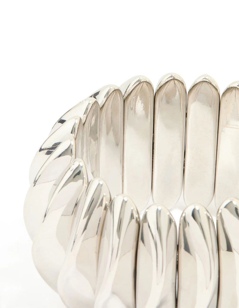 Silver Thick Organic Oval Stretch Bracelet - Image 3