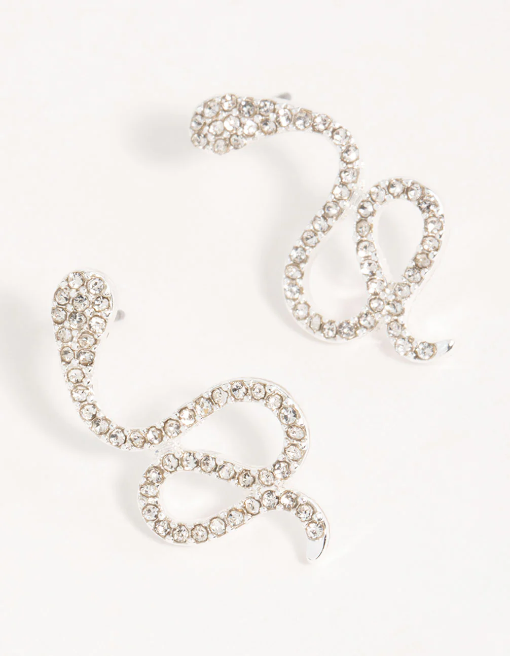 Silver Thin Curved Snake Stud Earrings