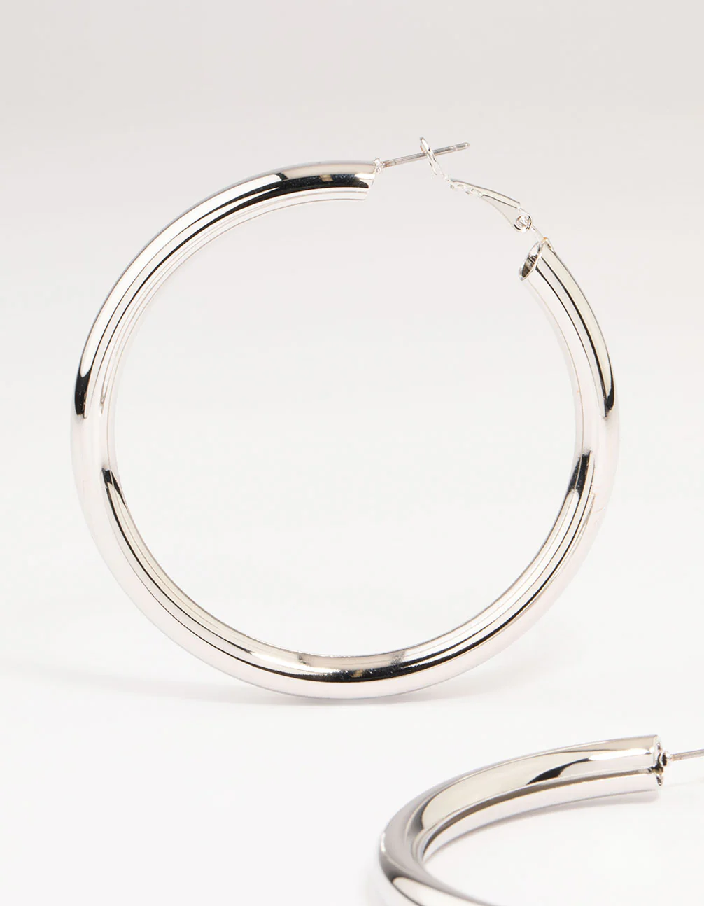 Silver Tube Hoop Earrings - Image 4