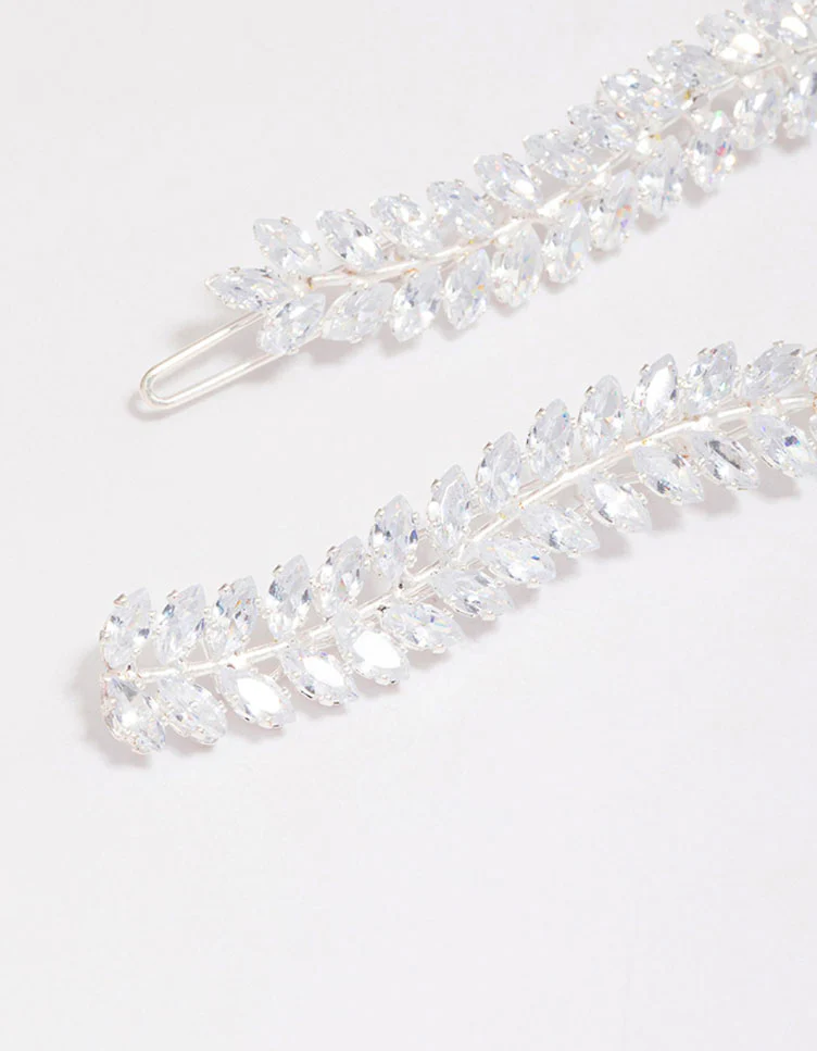 Silver Wavy Cubic Zirconia Vine Hair Clip Pack - Image 2