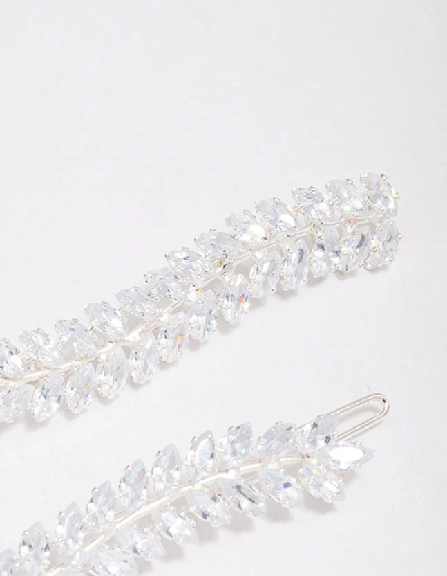 Silver Wavy Cubic Zirconia Vine Hair Clip Pack - Image 3