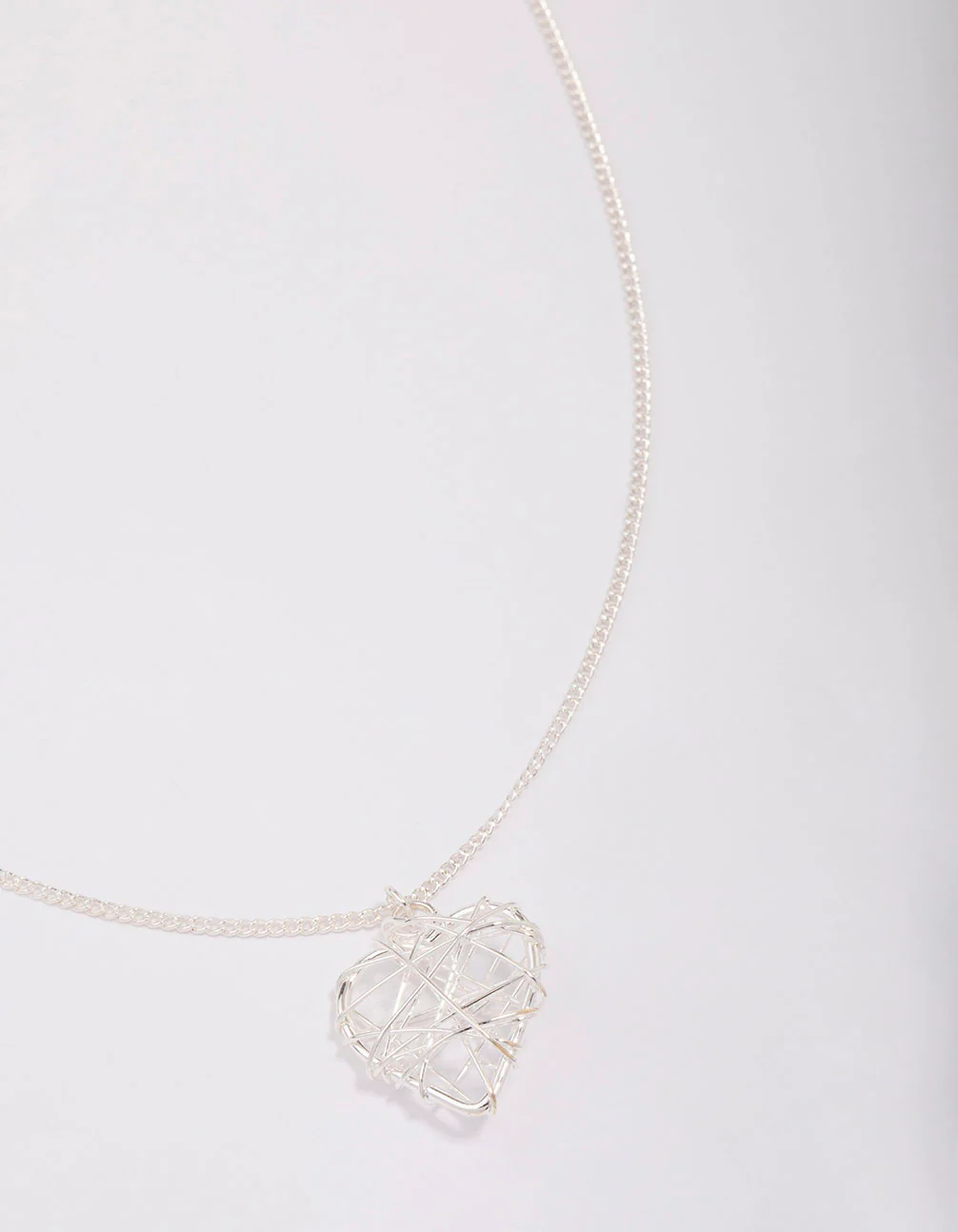 Silver Wrapped Heart Pendant Necklace
