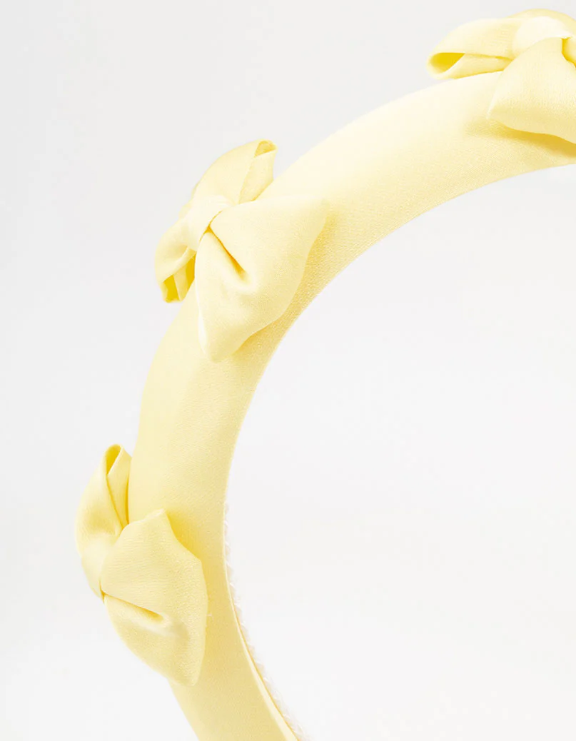 Small Lemon Puffy Bow Headband - Image 2