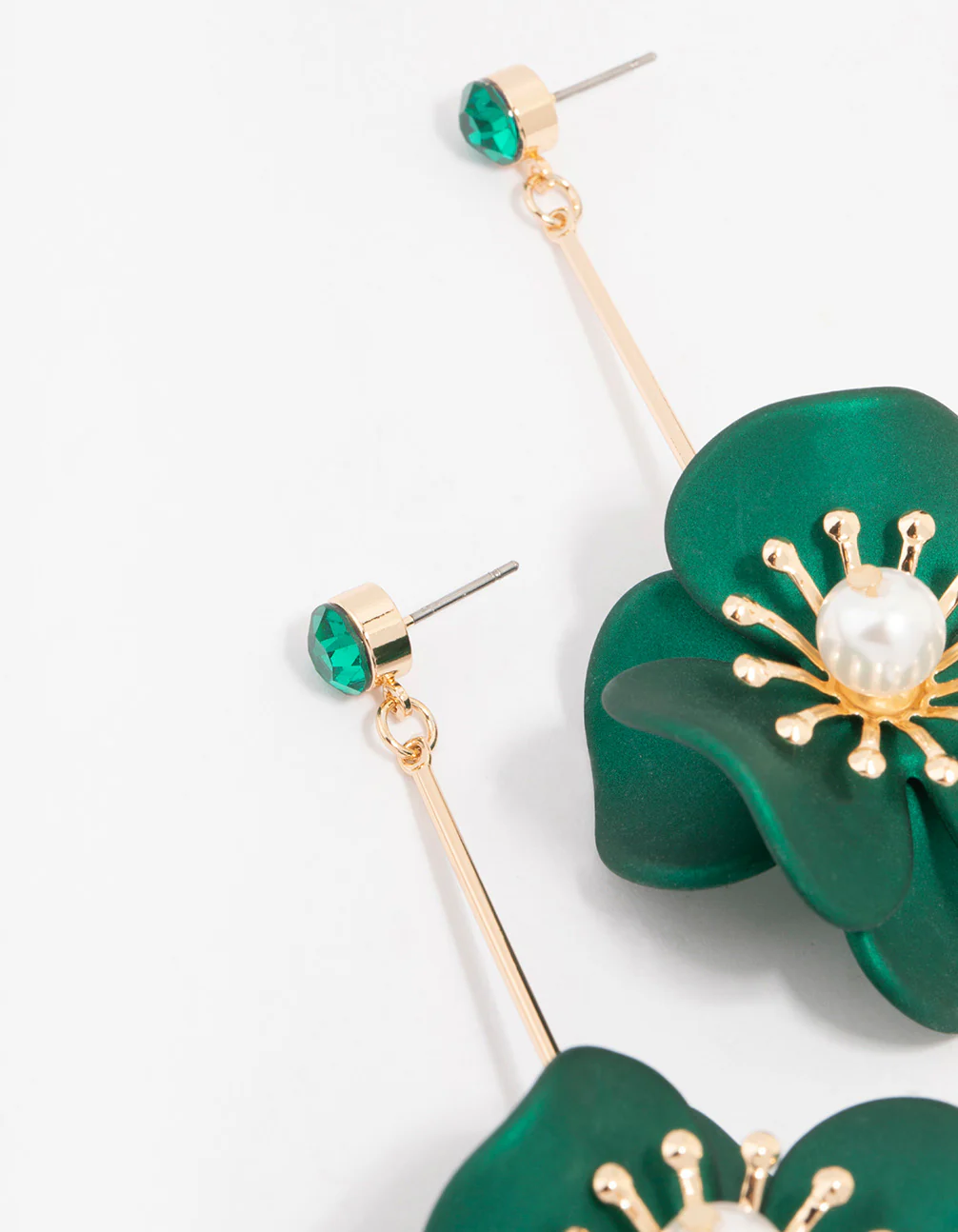Smooth Coated Flower Drop Earrings - Image 2