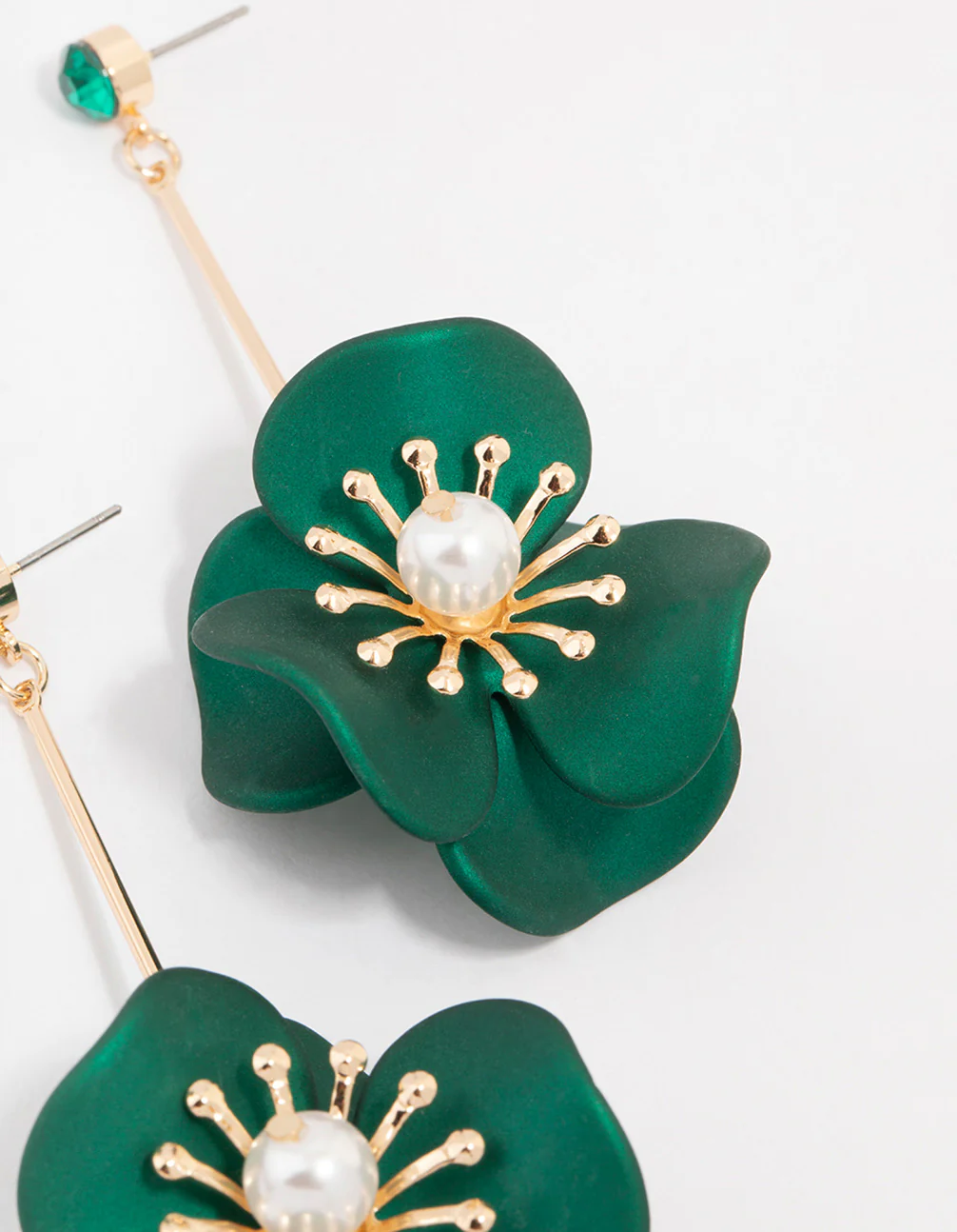 Smooth Coated Flower Drop Earrings - Image 3