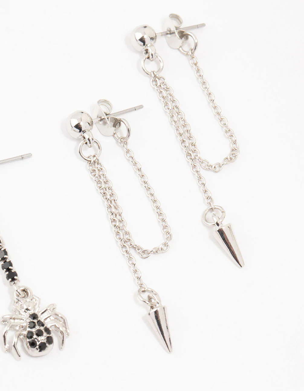 Spider & Cross Silver Earrings 4-Pack - Image 3
