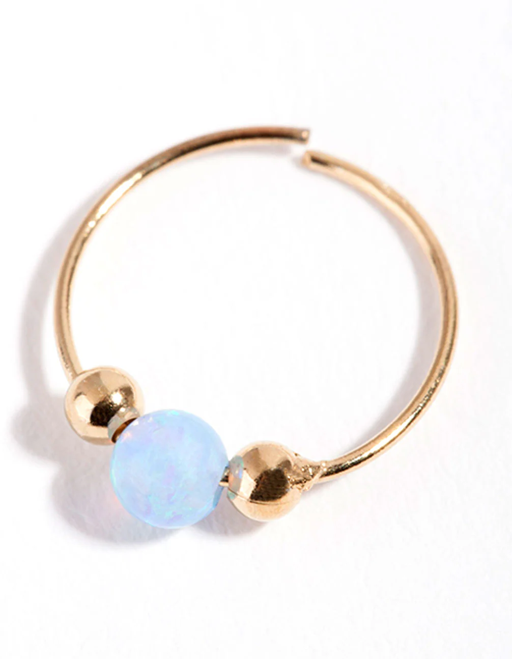 Gold Plated Sterling Silver Synthetic Opal Nose Ring - Image 2