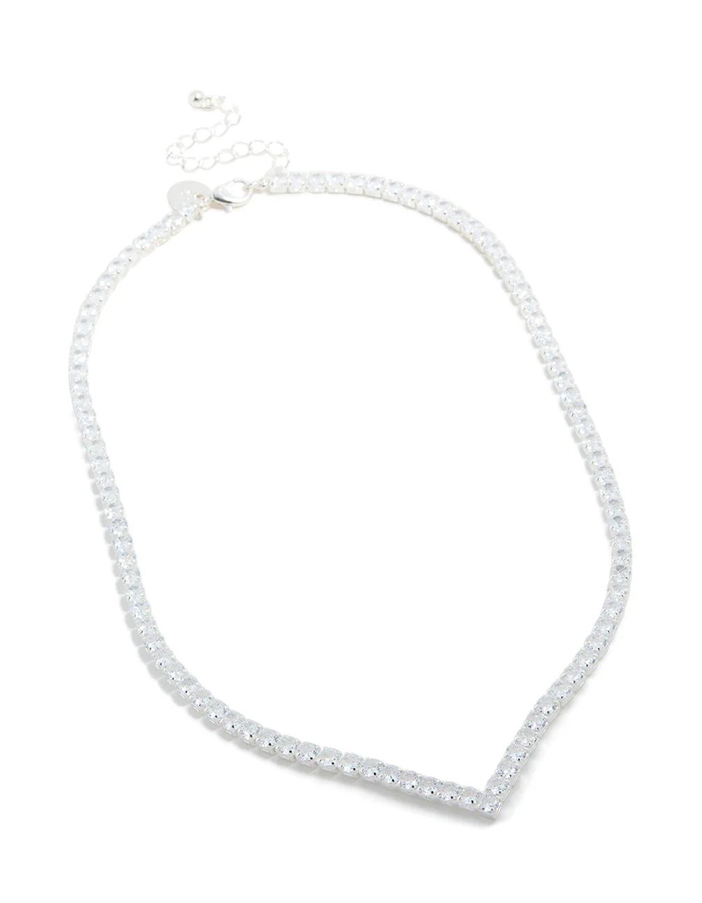 Silver Cubic Zirconia Cup Chain Pointed Tennis Necklace - Image 4