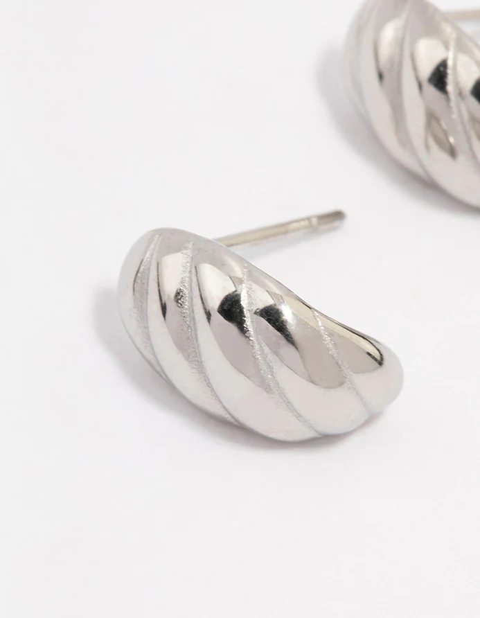 Waterproof Stainless Steel Croissant Stud Earrings - Image 2