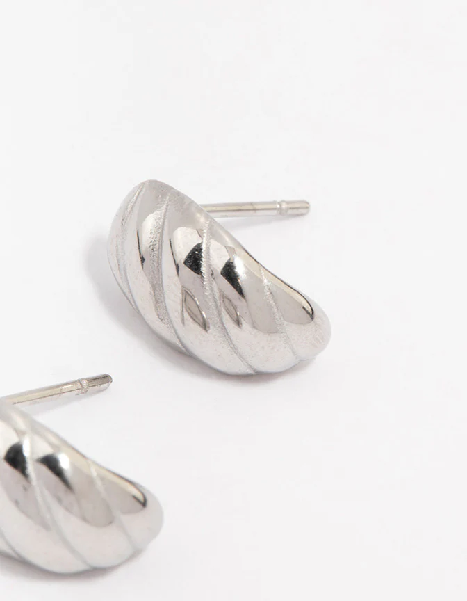 Waterproof Stainless Steel Croissant Stud Earrings - Image 3