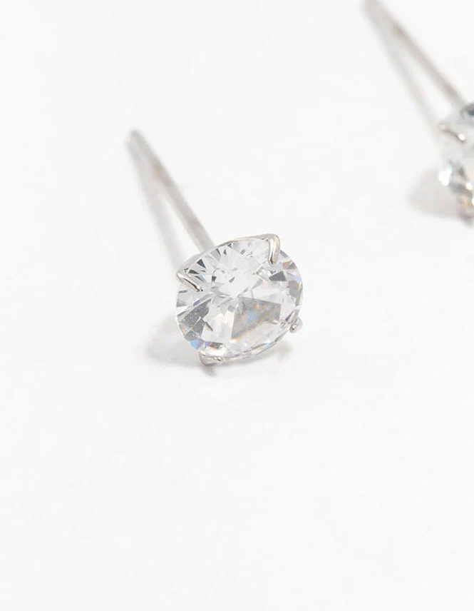 Waterproof Stainless Steel Cubic Zirconia Stud Earrings 5 MM - Image 4