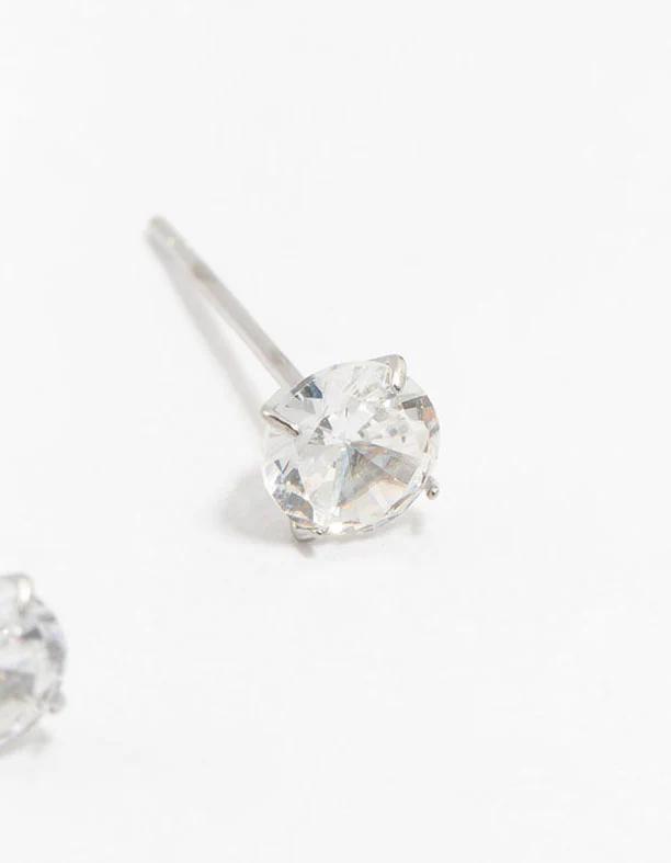 Waterproof Stainless Steel Cubic Zirconia Stud Earrings 5 MM - Image 5