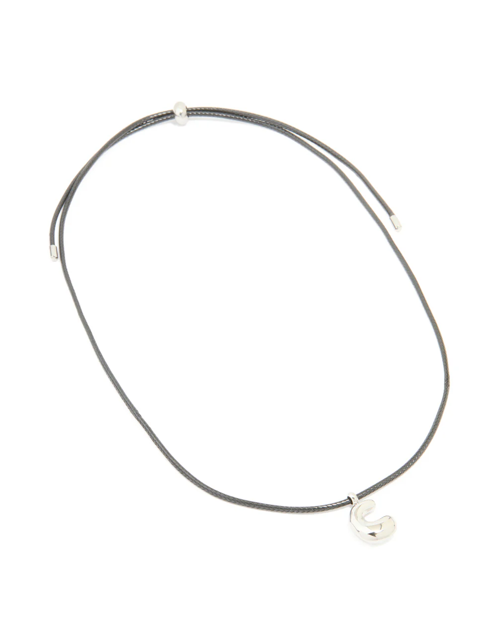Stainless Steel Large Bubble Letter C Cord Necklace - Image 4