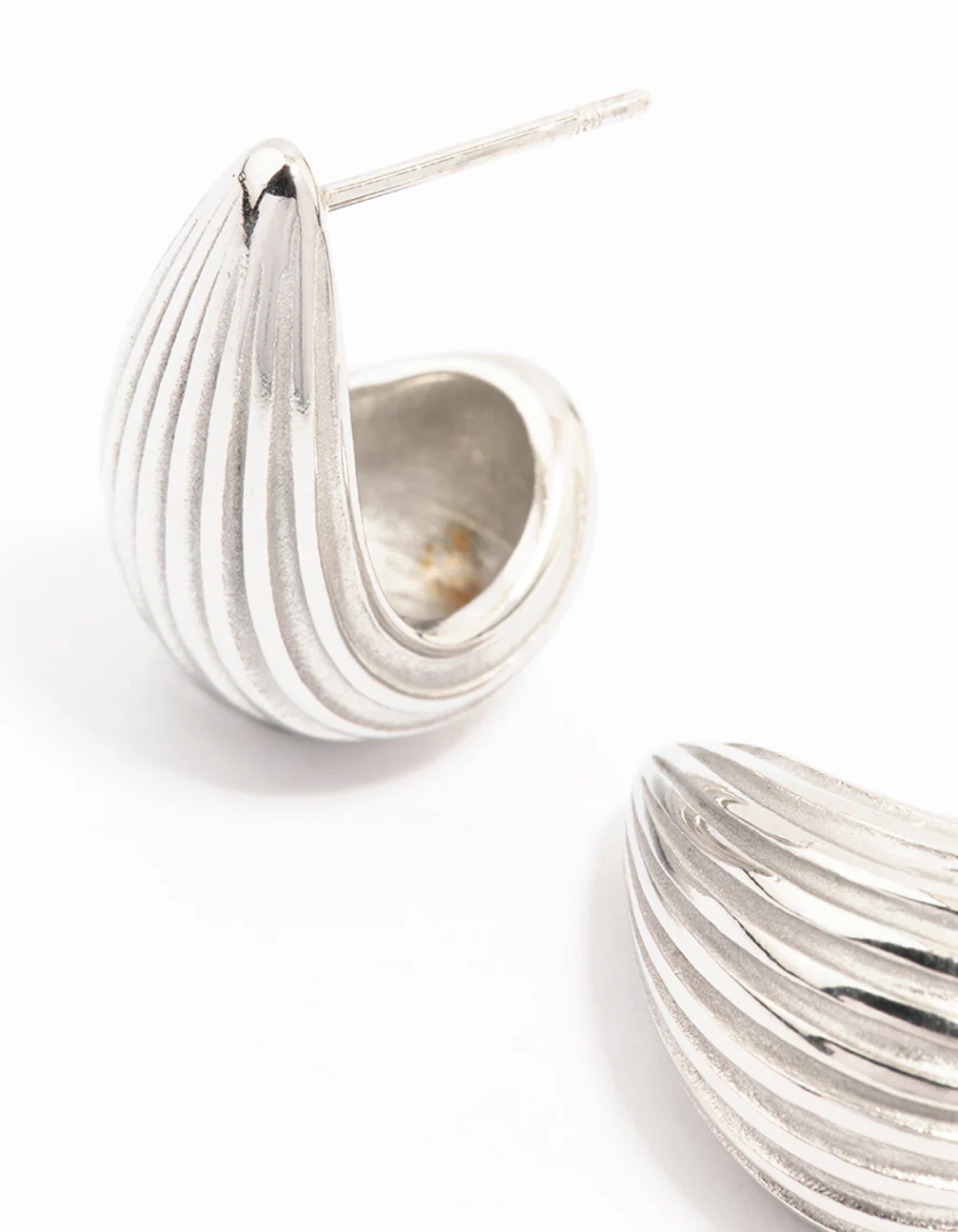 Waterproof Stainless Steel Ribbed Bubble Drop Earrings - Image 2