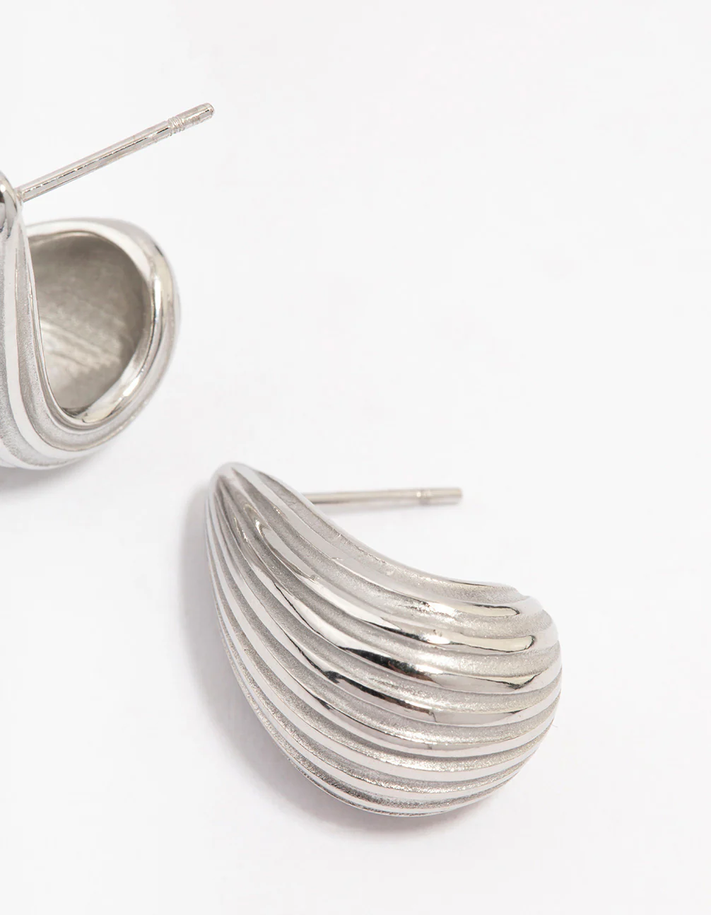 Waterproof Stainless Steel Ribbed Bubble Drop Earrings - Image 3