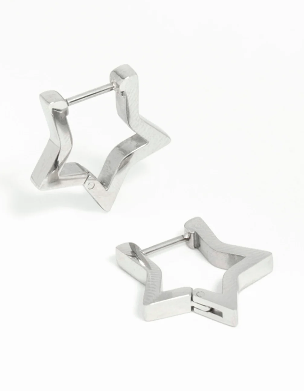 Stainless Steel Star Outline Huggie Hoop Earrings
