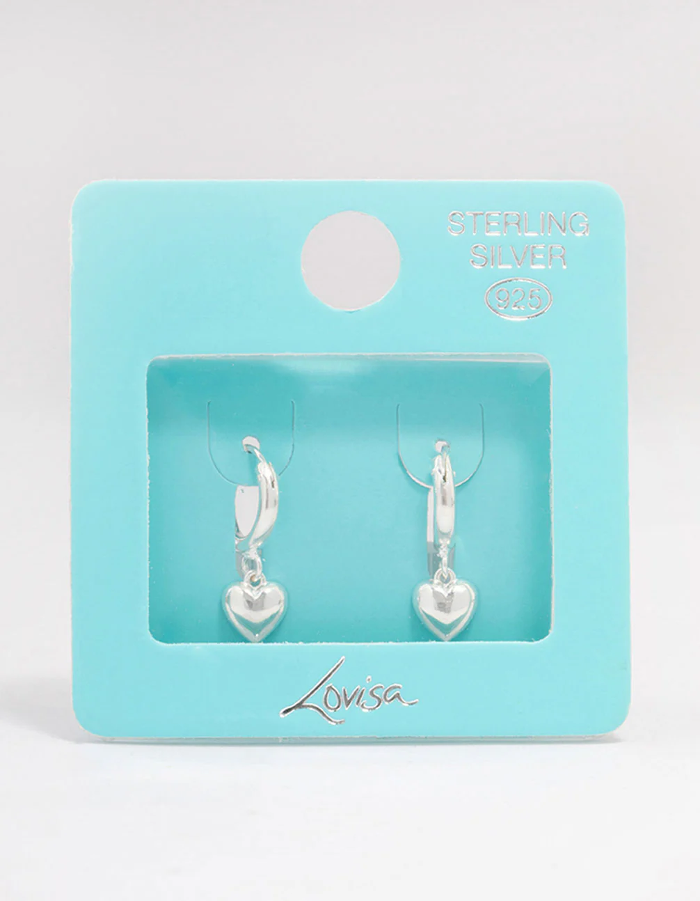 Sterling Silver Chubby Heart Hoop Earrings - Image 3