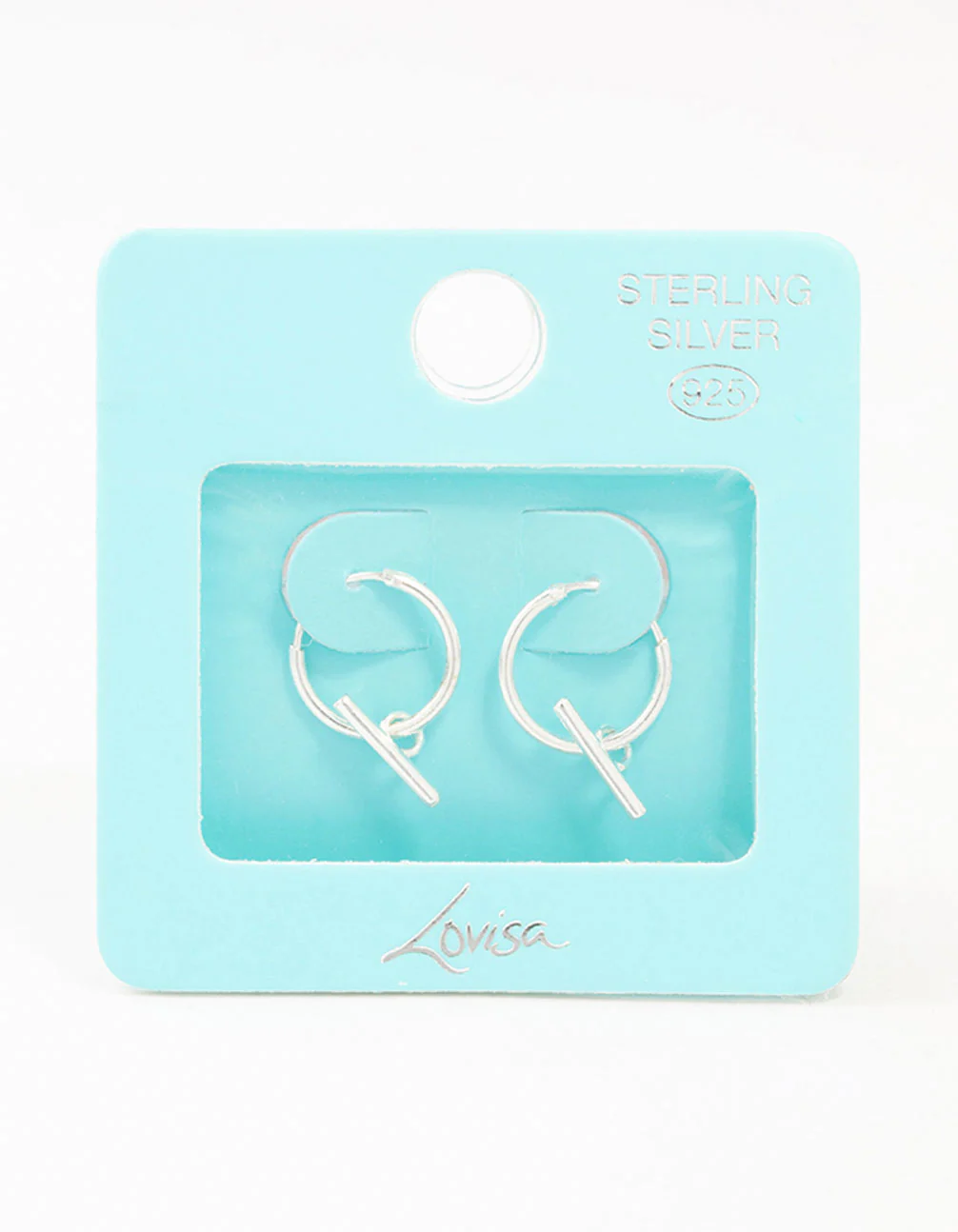 Sterling Silver Clean T Bar Drop Hoop Earrings - Image 3