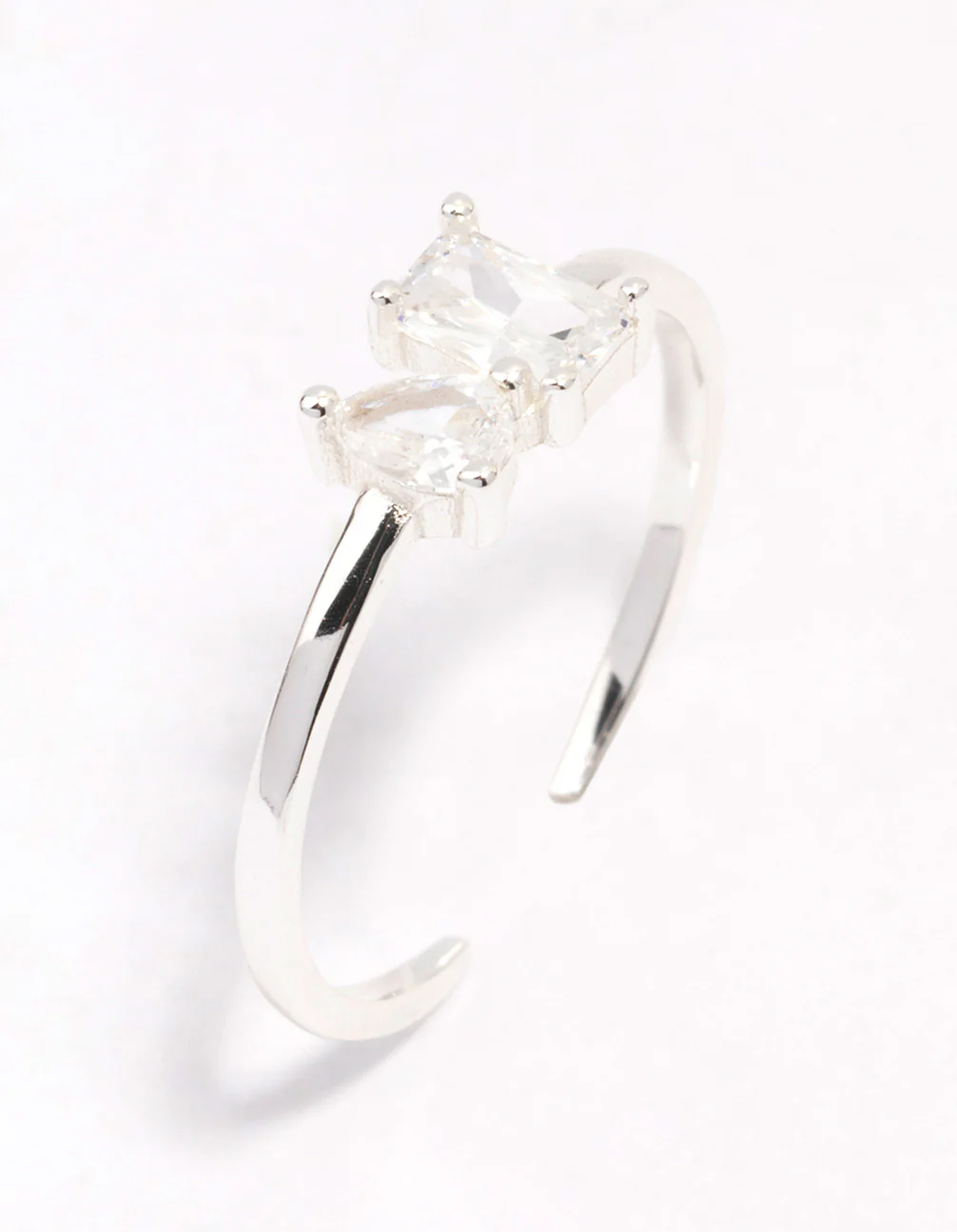 Sterling Silver Cubic Zirconia Adjustable Ring - Image 2