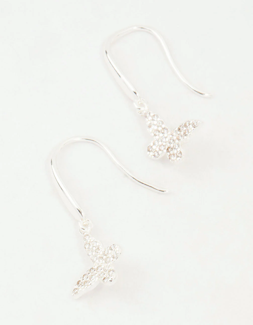 Sterling Silver Cubic Zirconia Butterfly Hook Earrings