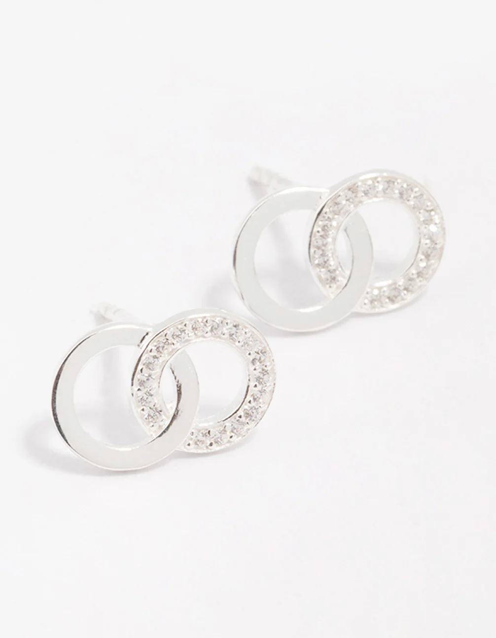 Sterling Silver Cubic Zirconia Circular Stud Earrings