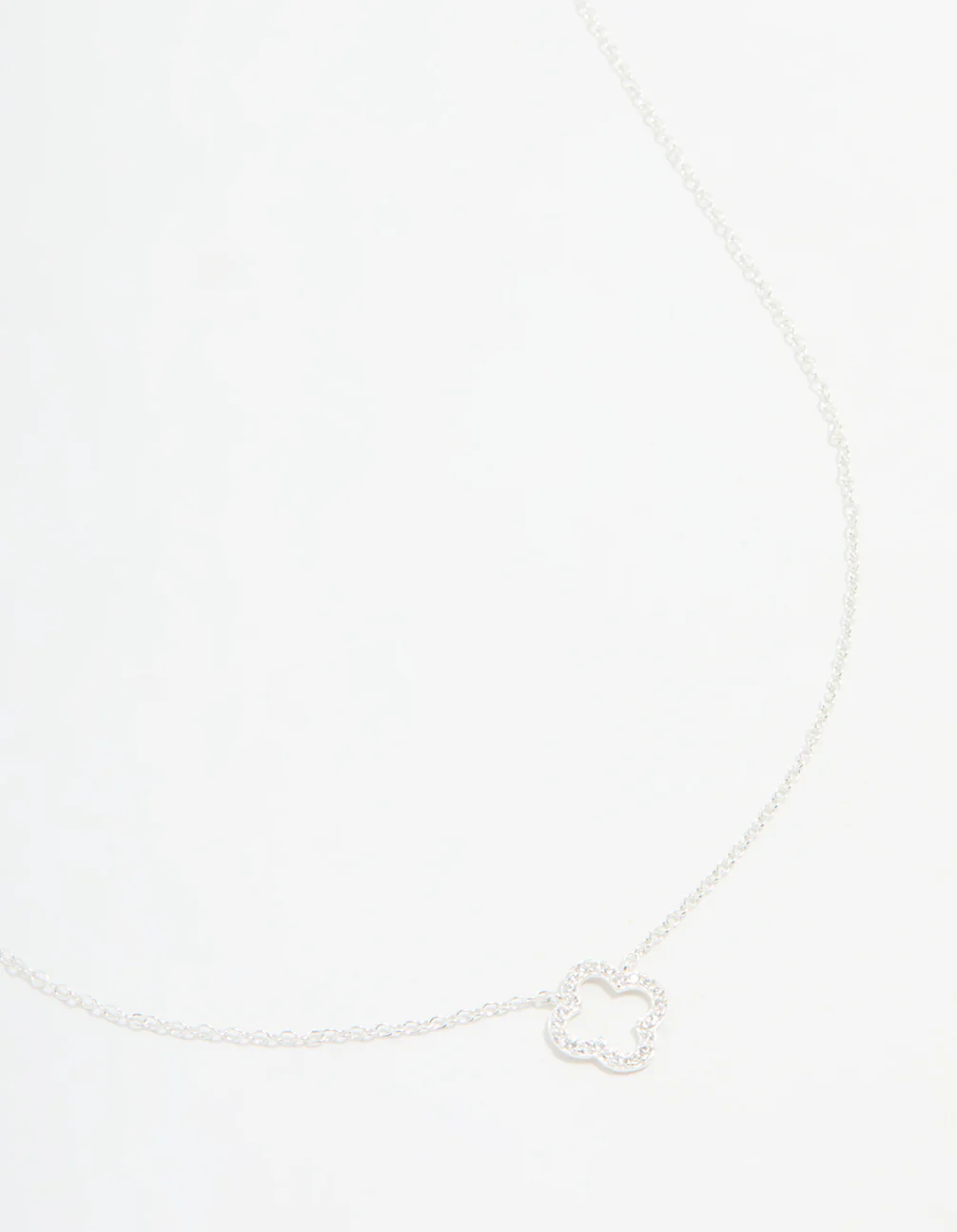 Sterling Silver Cubic Zirconia Flower Pendant Necklace - Image 2