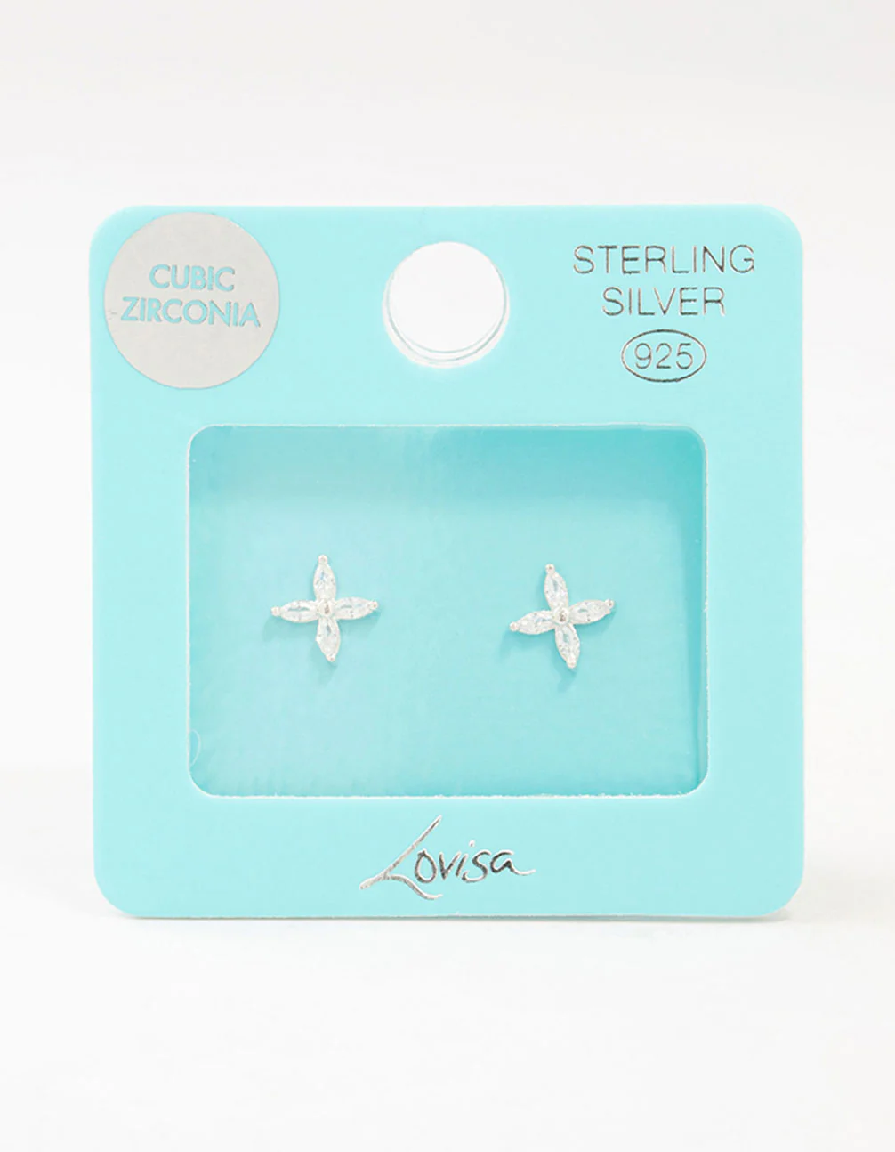 Sterling Silver Cubic Zirconia Mini Flower Stud Earrings - Image 3