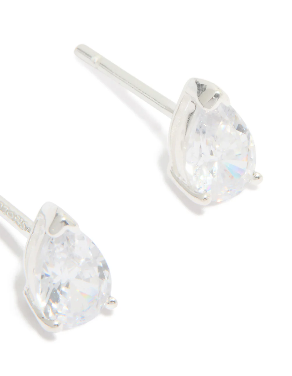 Sterling Silver Cubic Zirconia Pear Stud Earrings - Image 5