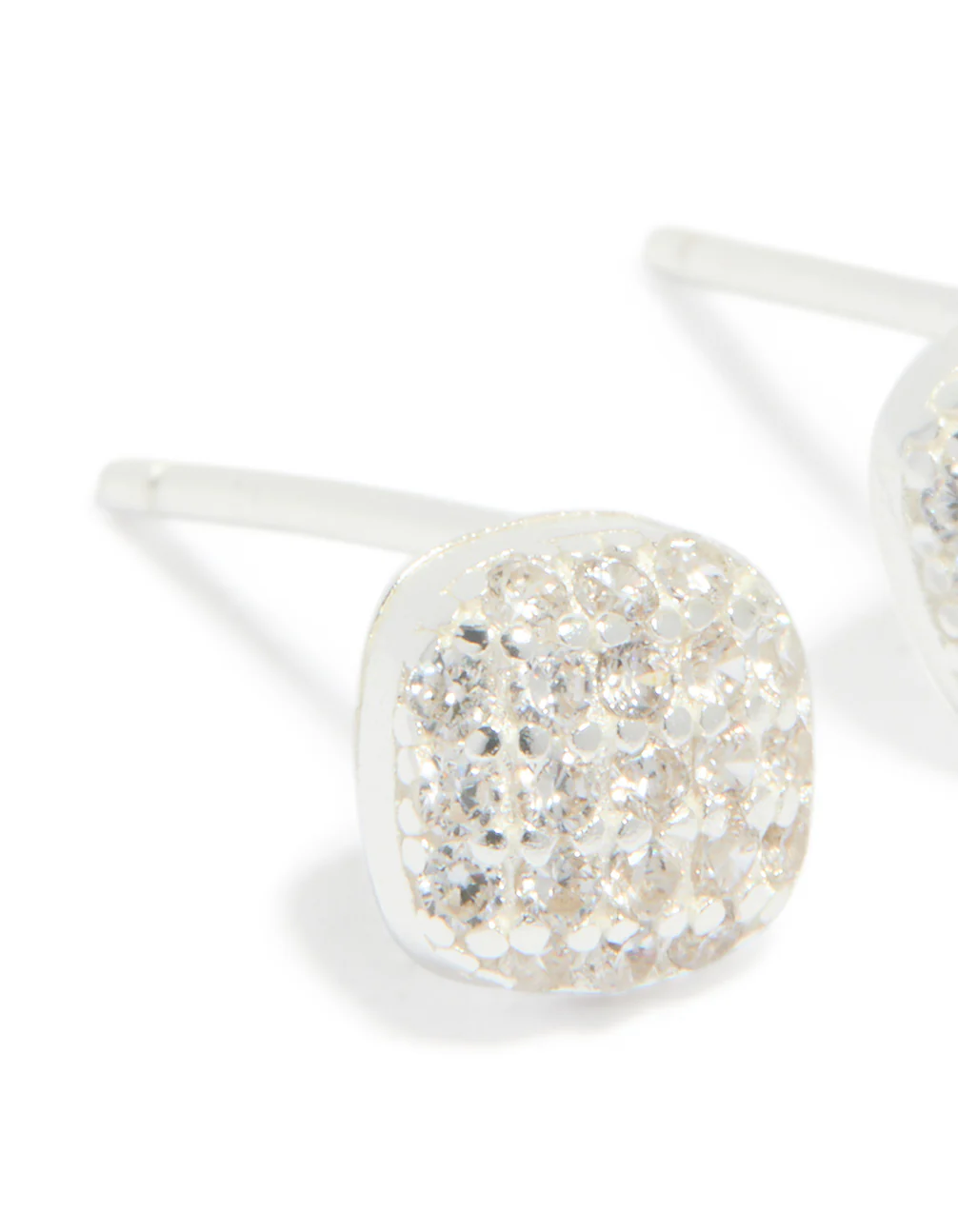 Sterling Silver Cubic Zirconia Square Stud Earrings - Image 4