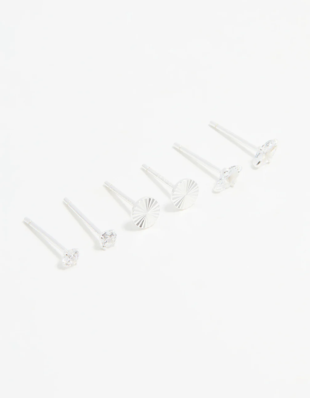 Sterling Silver Cubic Zirconia Stud Earrings 3-Pack