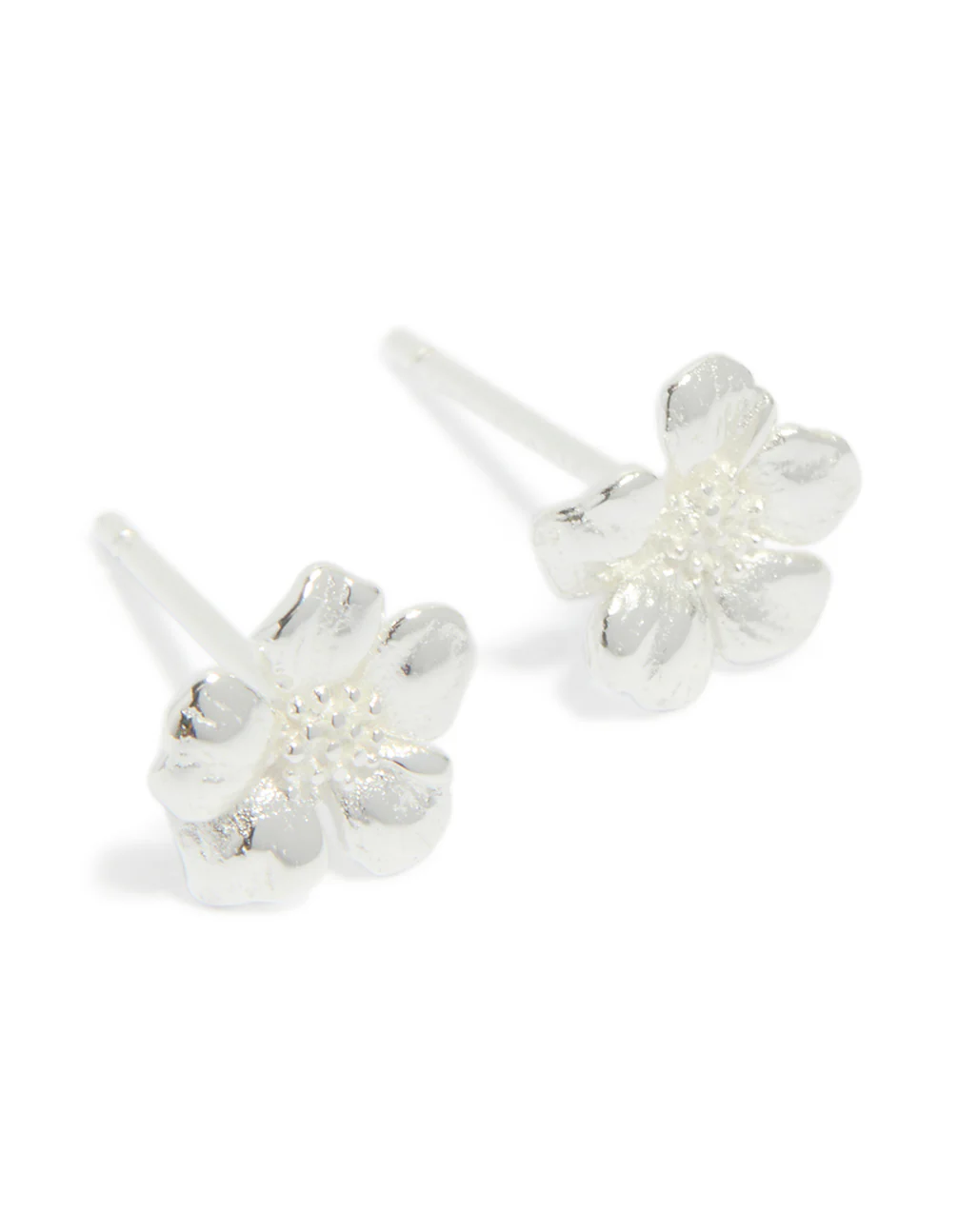 Sterling Silver Flower Stud Earrings - Image 2