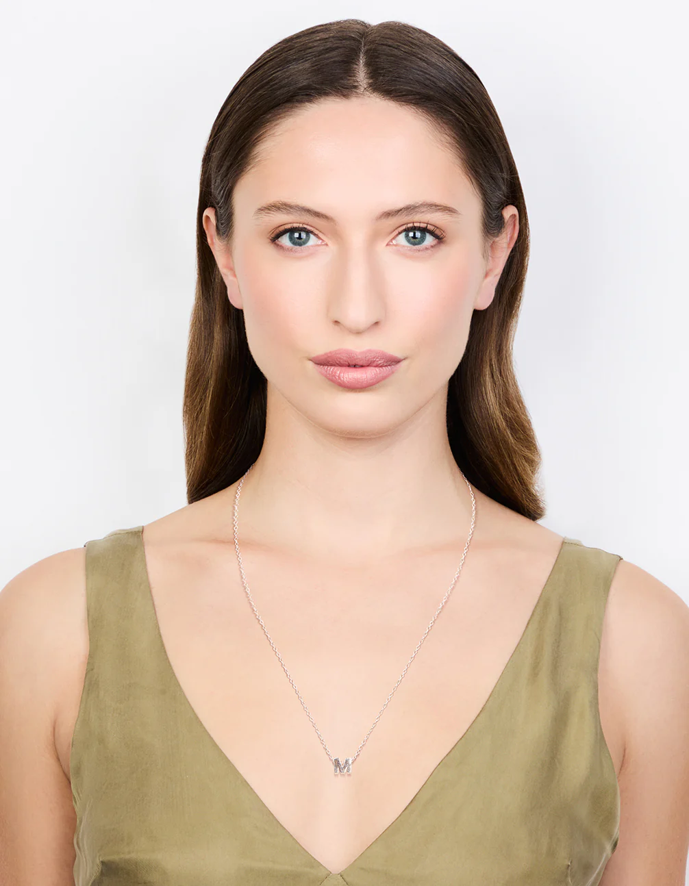 Sterling Silver Letter  M Necklace - Image 3