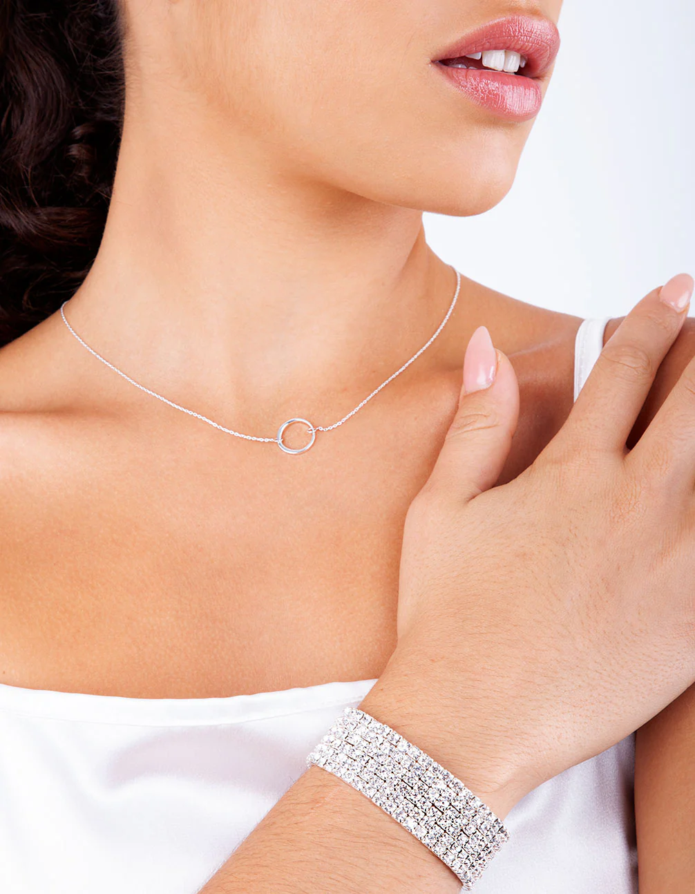 Sterling Silver Open Circle Pendant Necklace - Image 2