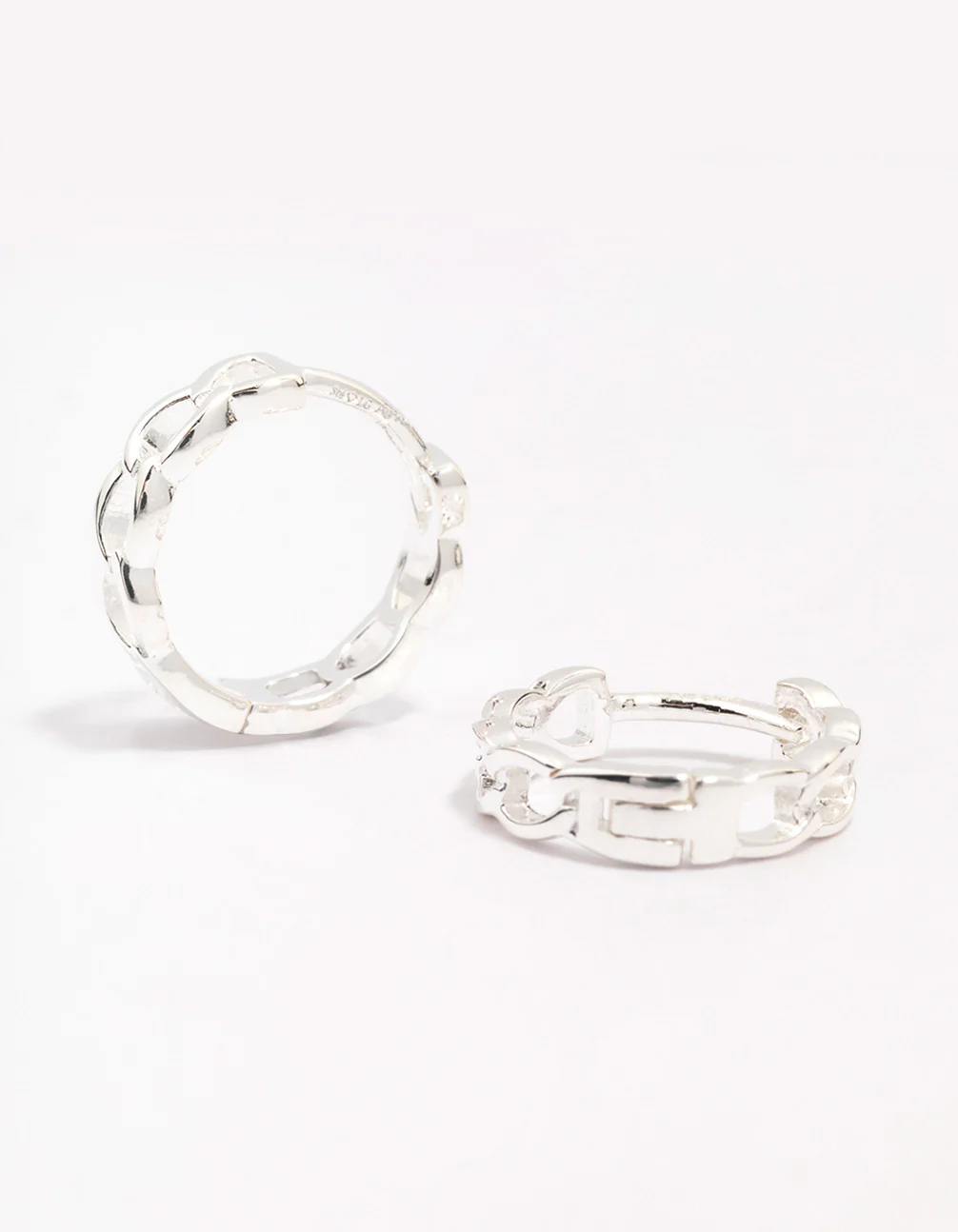 Sterling Silver Textured Huggie Hoop Earrings - Image 2
