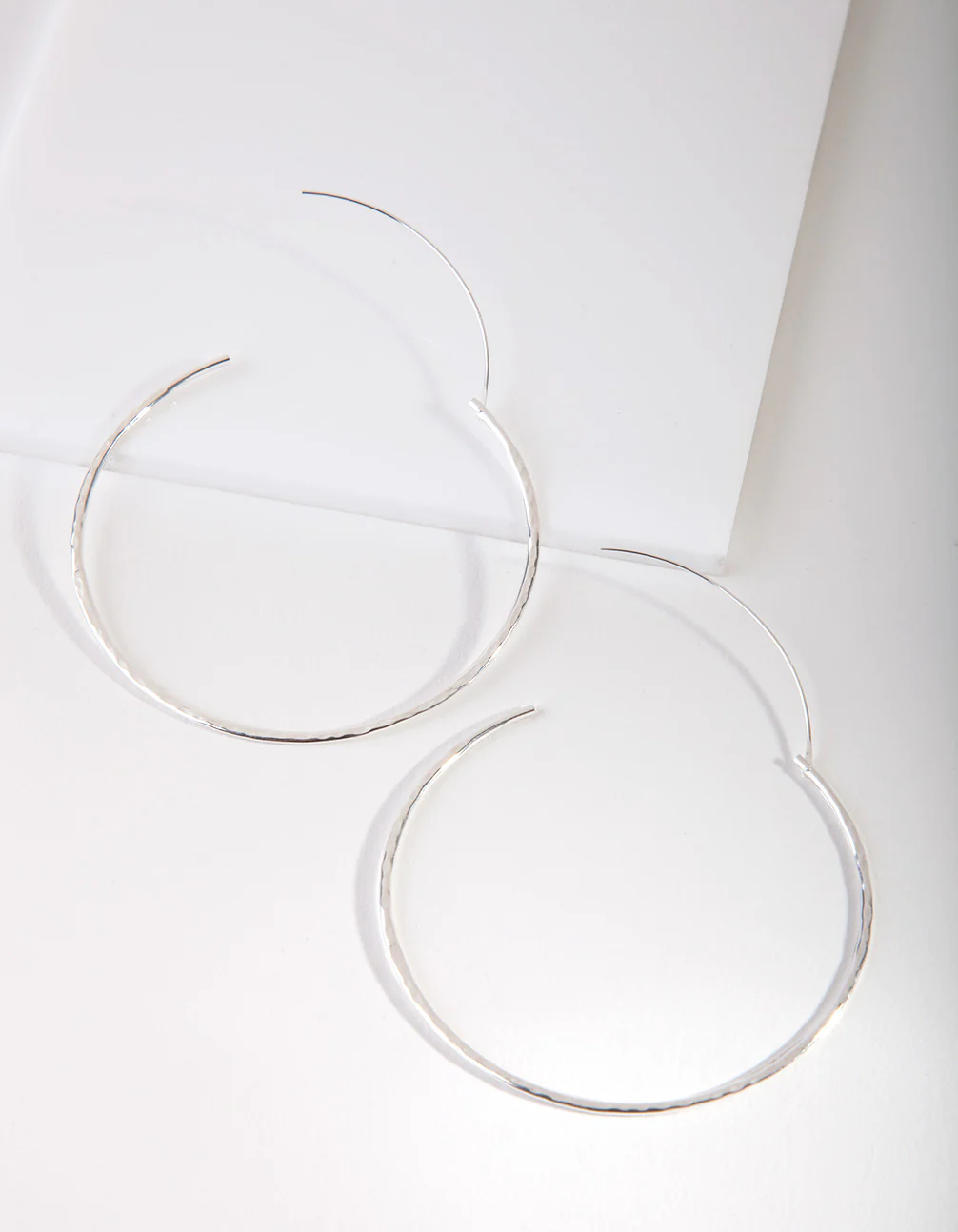 Sterling Silver Hammered Hoop Earrings - Image 2