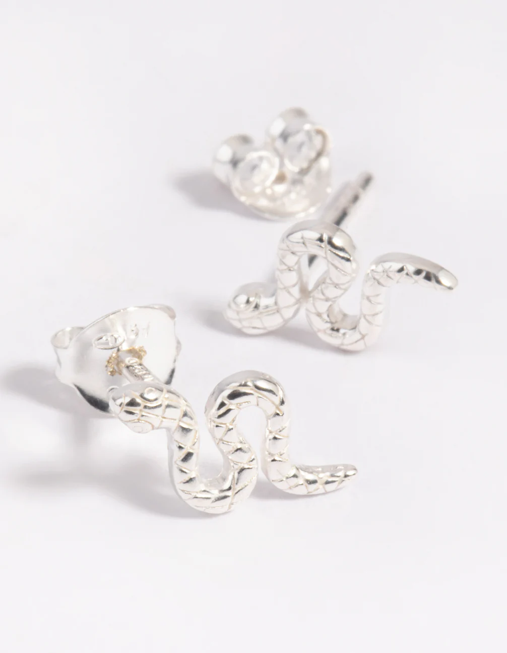 Sterling Silver Snake Stud Earrings - Image 2