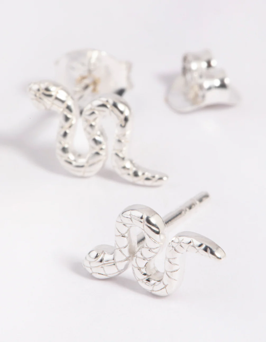 Sterling Silver Snake Stud Earrings - Image 3