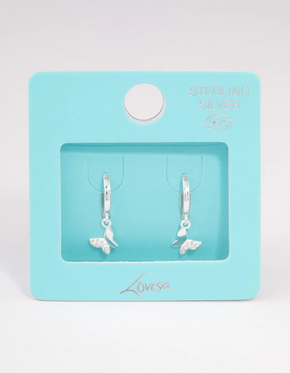 Sterling Silver Diamante Butterfly Huggie Earrings - Image 3