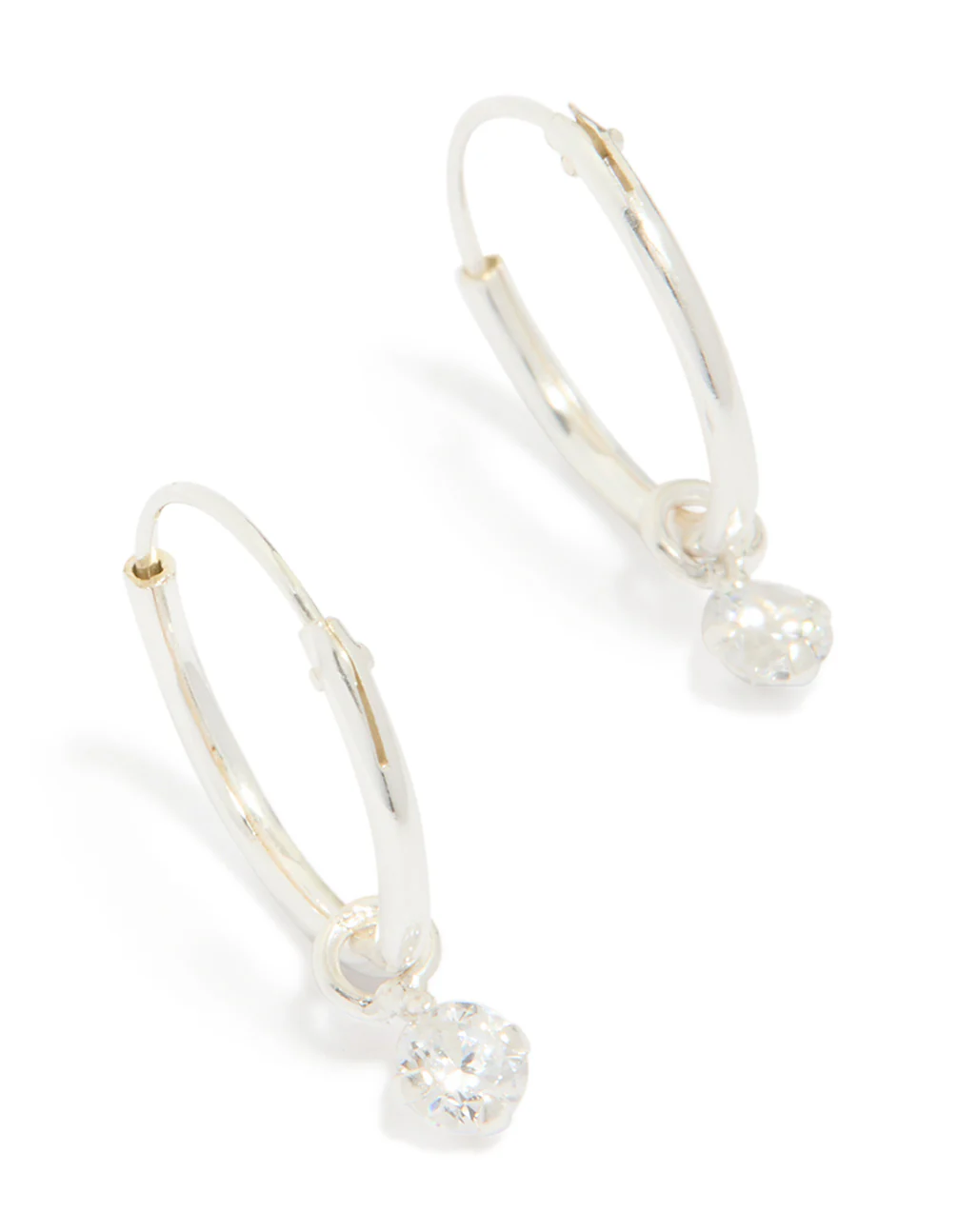 Sterling Silver Diamante Dangle Hoop Earrings