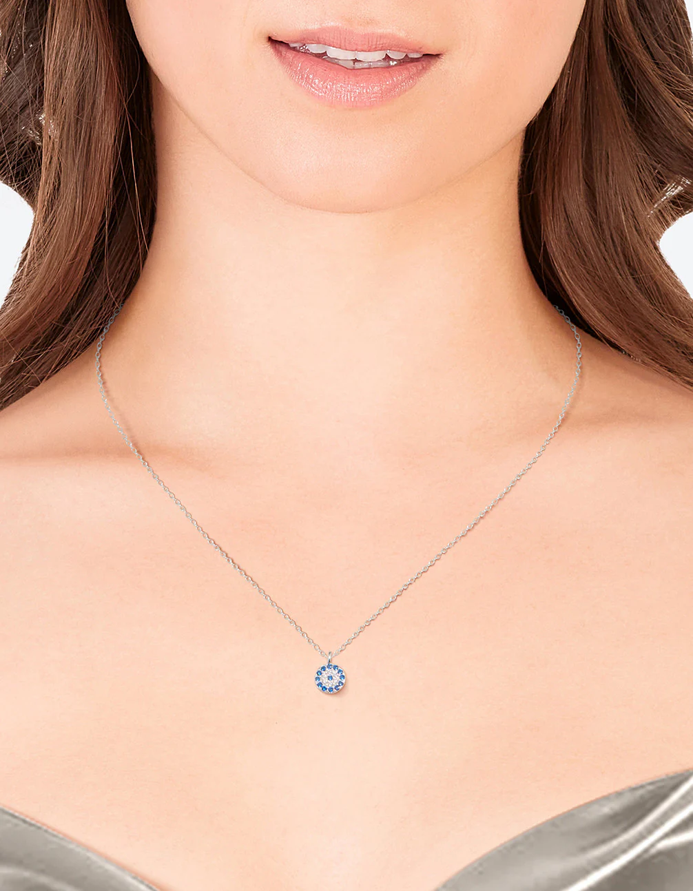 Sterling Silver Evil Eye Disc Necklace - Image 2