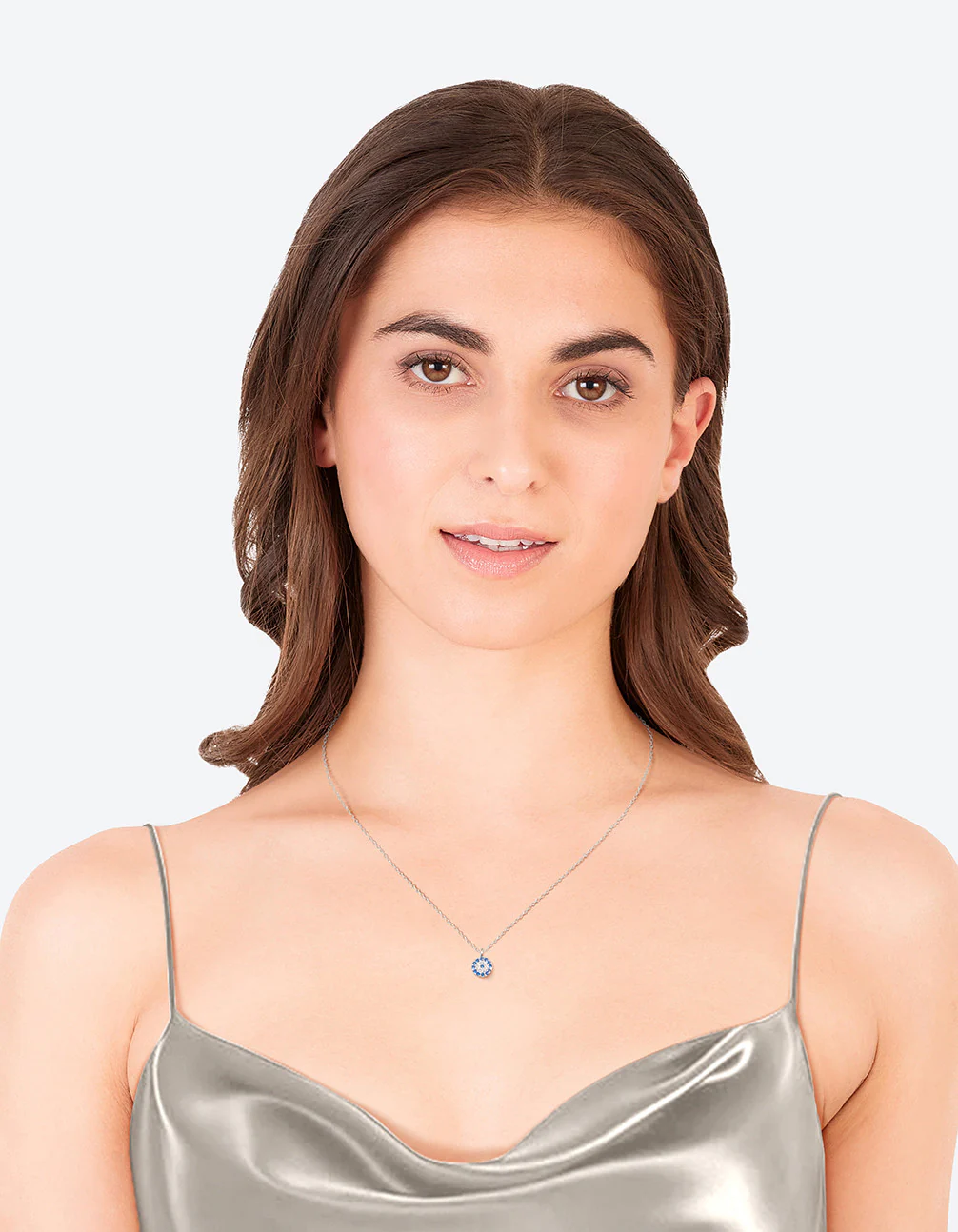 Sterling Silver Evil Eye Disc Necklace - Image 3