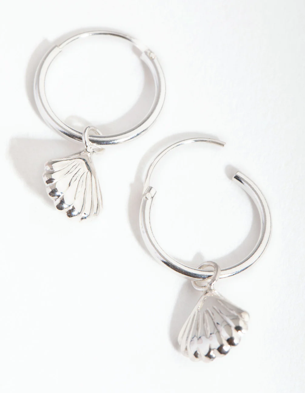 Sterling Silver Shell Hoop Earrings - Image 4