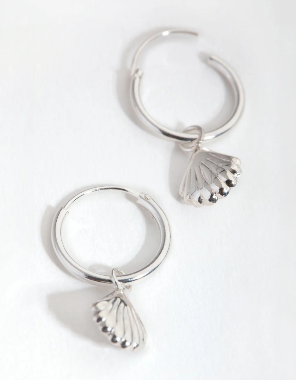 Sterling Silver Shell Hoop Earrings - Image 5