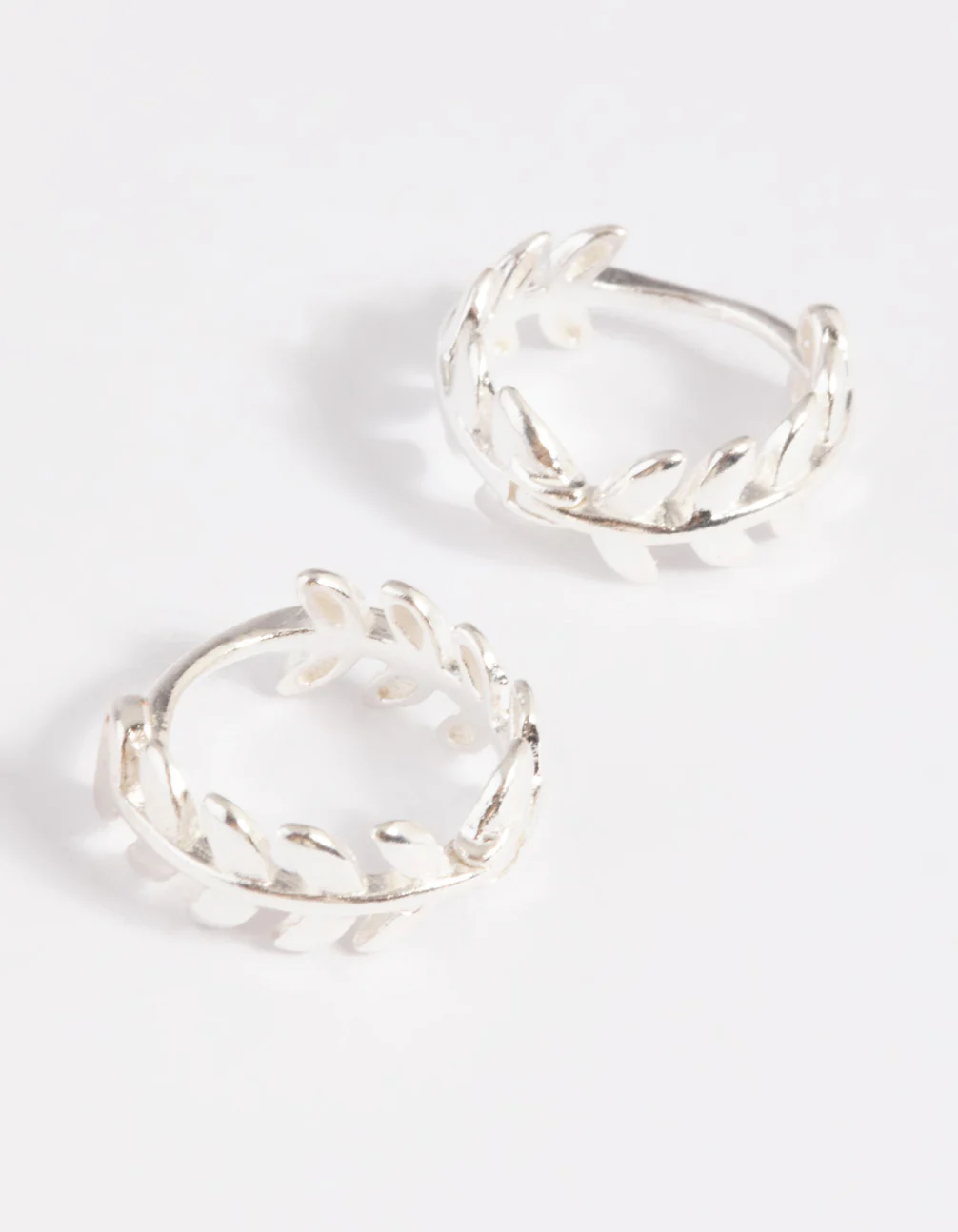 Sterling Silver Leaf Huggie Hoop Earrings