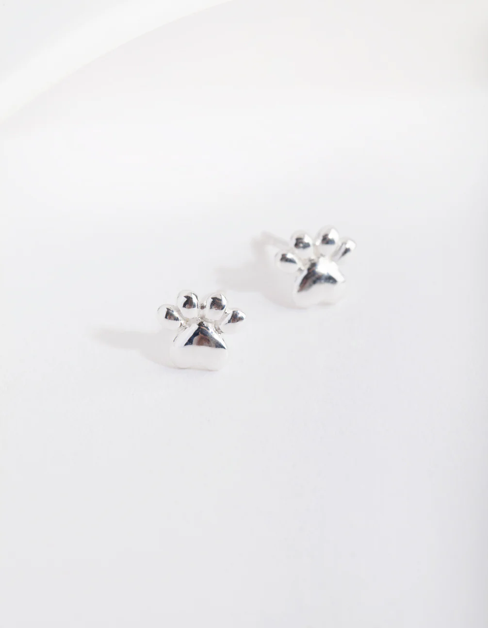 Sterling Silver Paw Print Stud Earrings