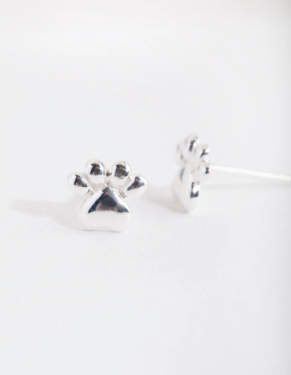Sterling Silver Paw Print Stud Earrings - Image 2